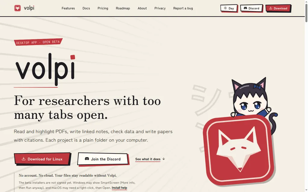 Volpi: Read and highlight PDFs, write linked notes, check data and write papers with citations, all in one app. Each project is a plain folder on your computer.